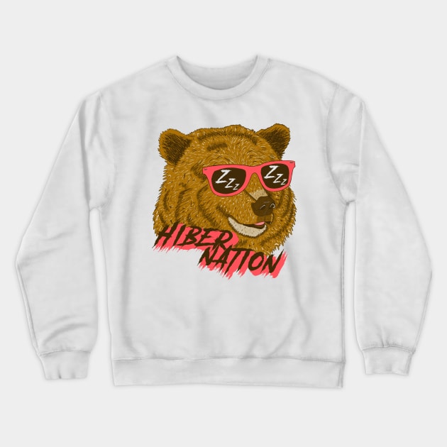 Hibernate Rave Bear Crewneck Sweatshirt by MorvernDesigns